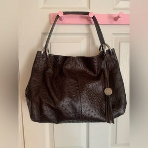 Furla Brown Textured Leather Hobo Bag